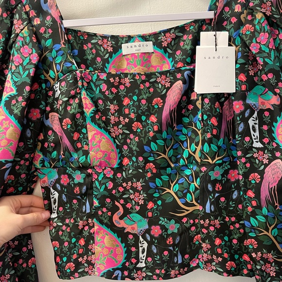 Sandro Ivea Silk Floral Top with puffy sleeves | Size Small - Picture 14 of 14